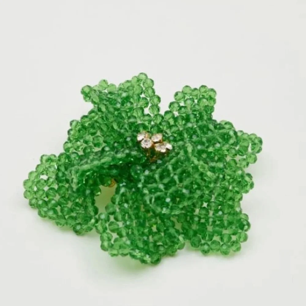NWOT Marella by Max Mara Flower Brooch with Beads 🌺 Size: OS Color: Green Spring